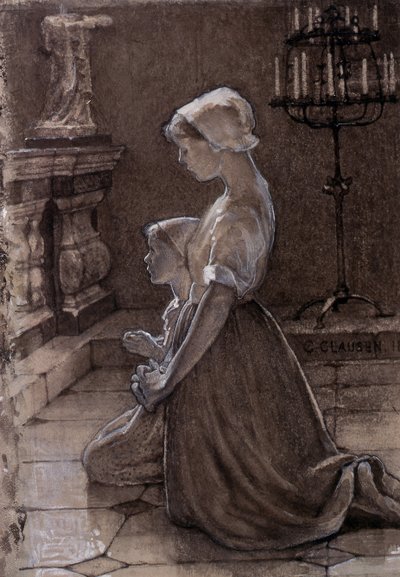 Ragazze contadine francesi che pregano da George Clausen